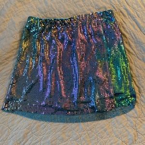 Light Green Akira Iridescent Chainmail Miniskirt